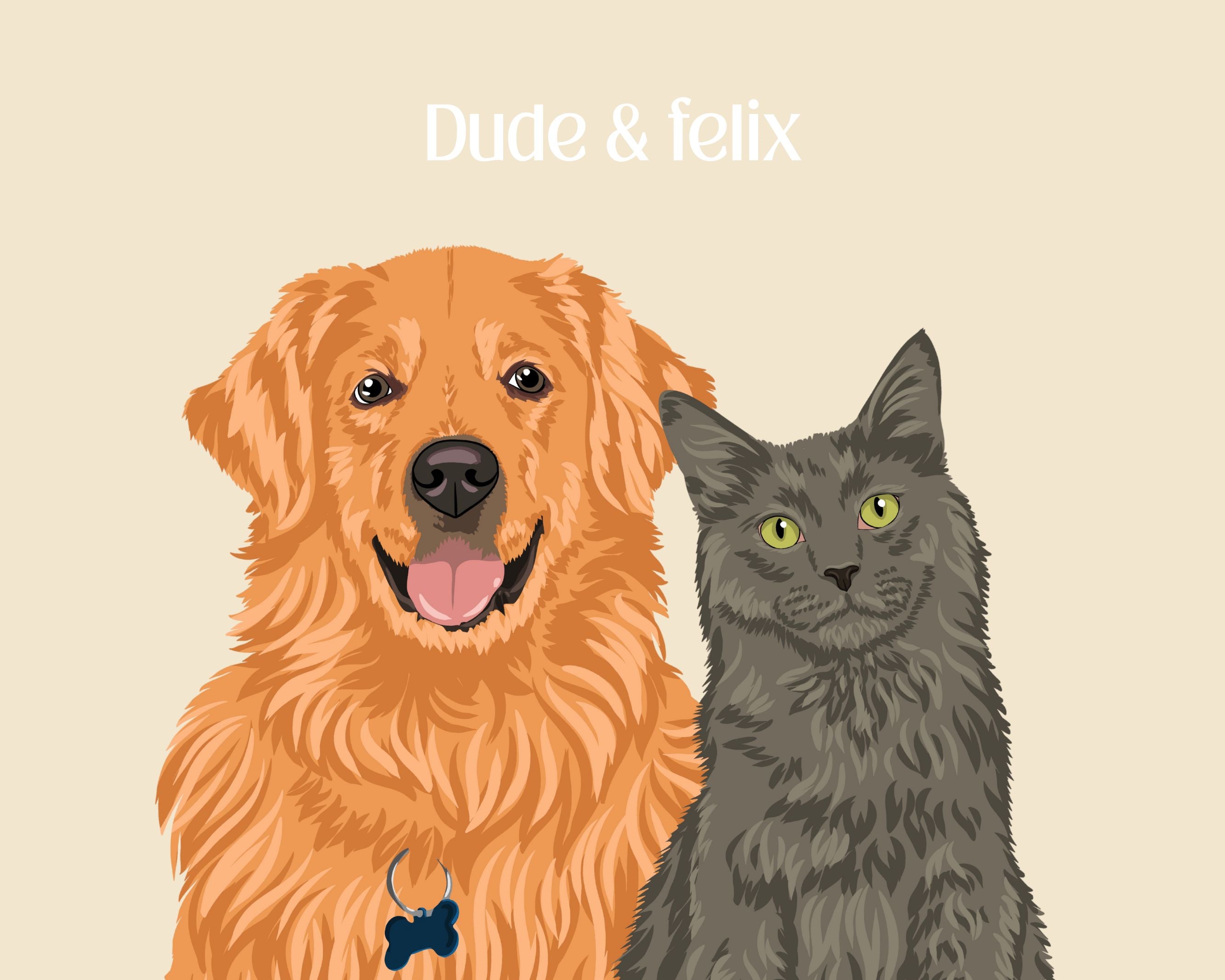 Custom 2 pet portrait