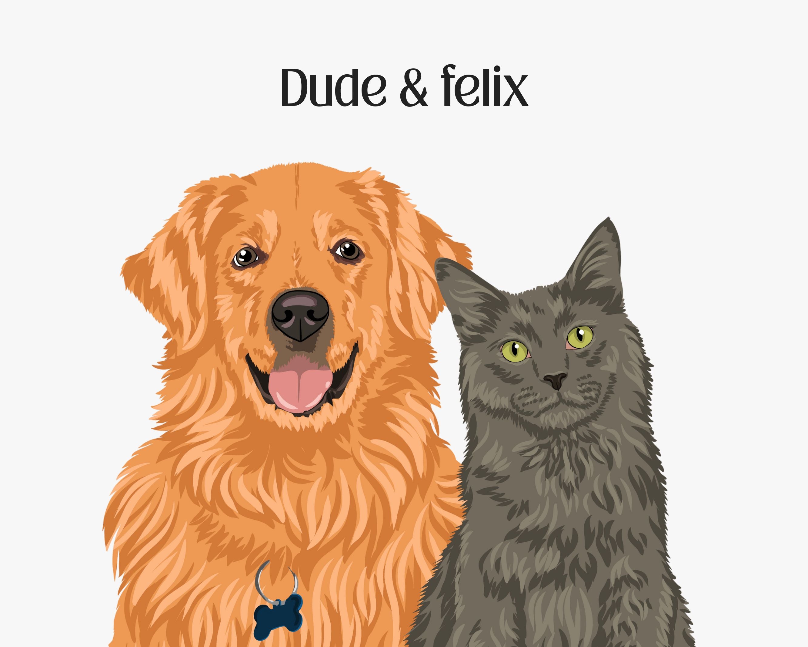 Custom 2 pet portrait