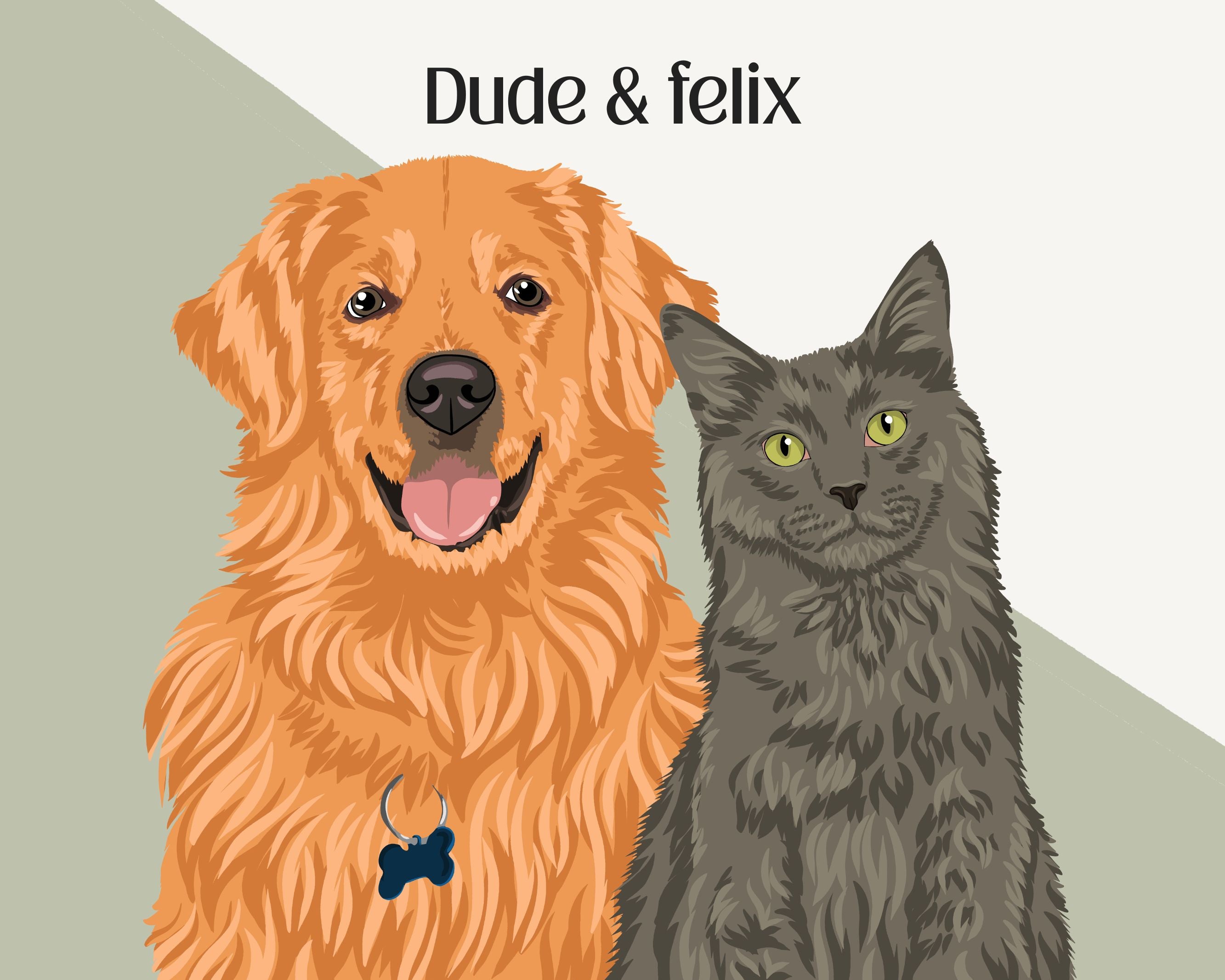 Custom 2 pet portrait