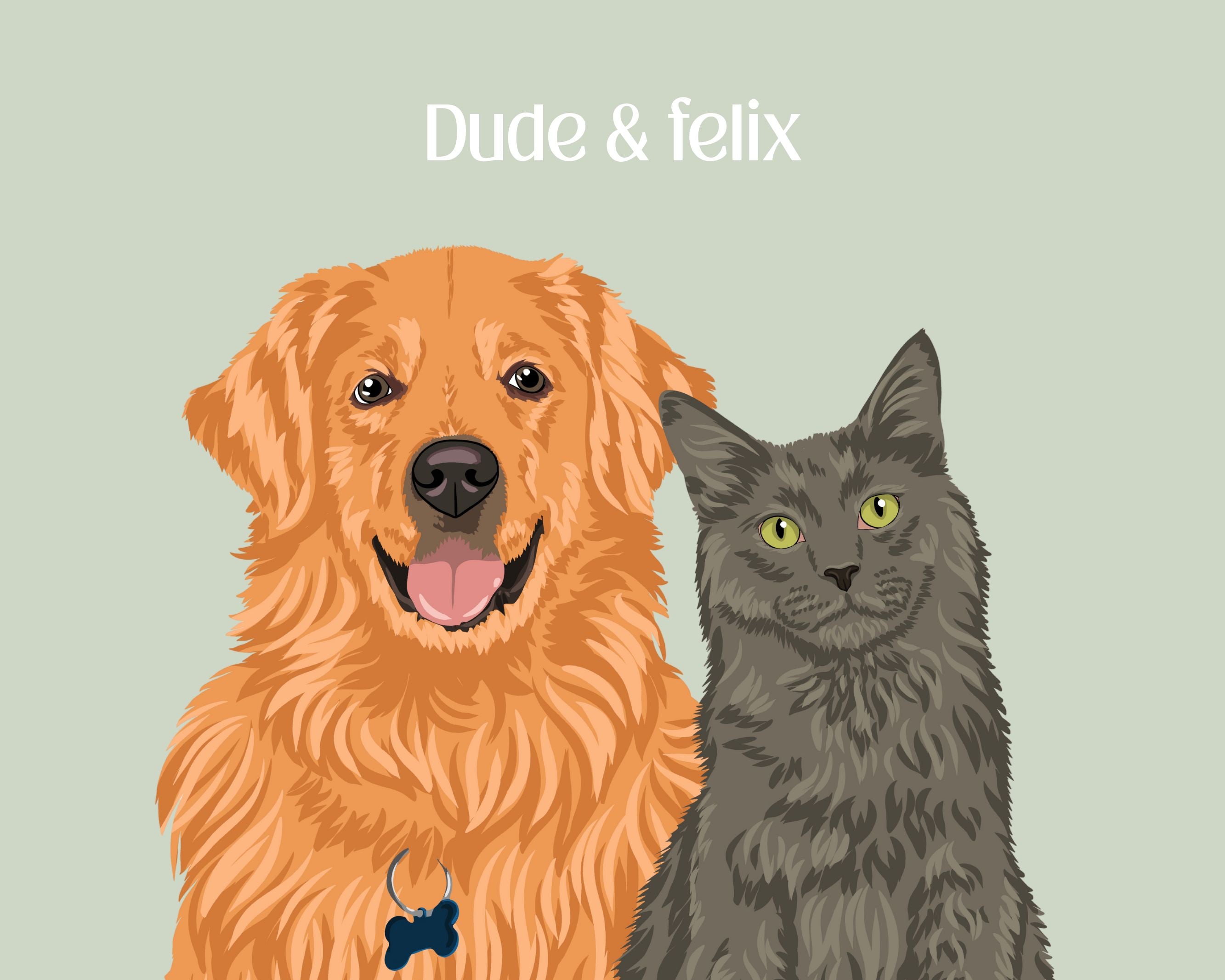 Custom 2 pet portrait