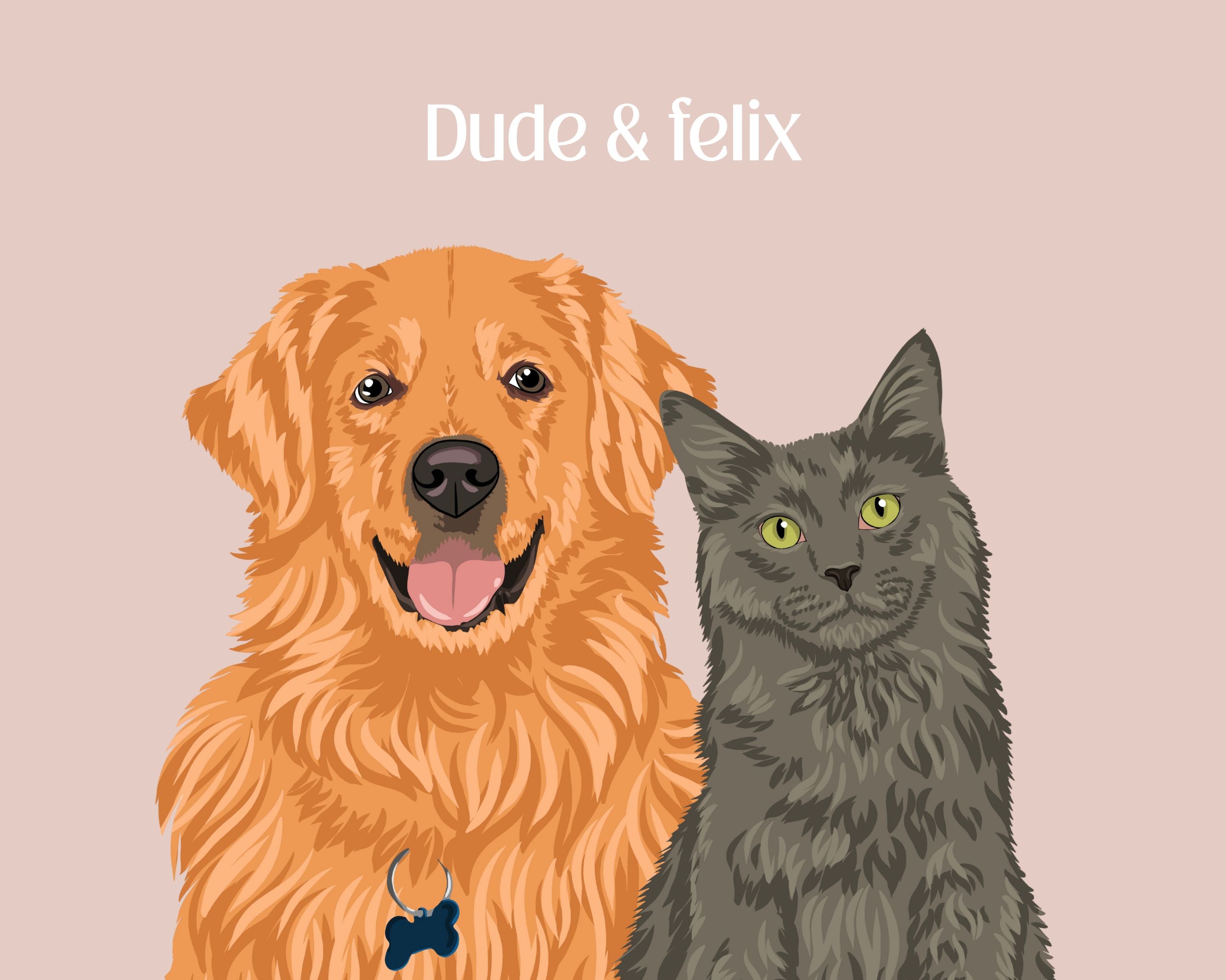 Custom 2 pet portrait
