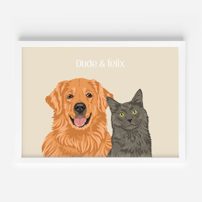 Custom 2 pet portrait