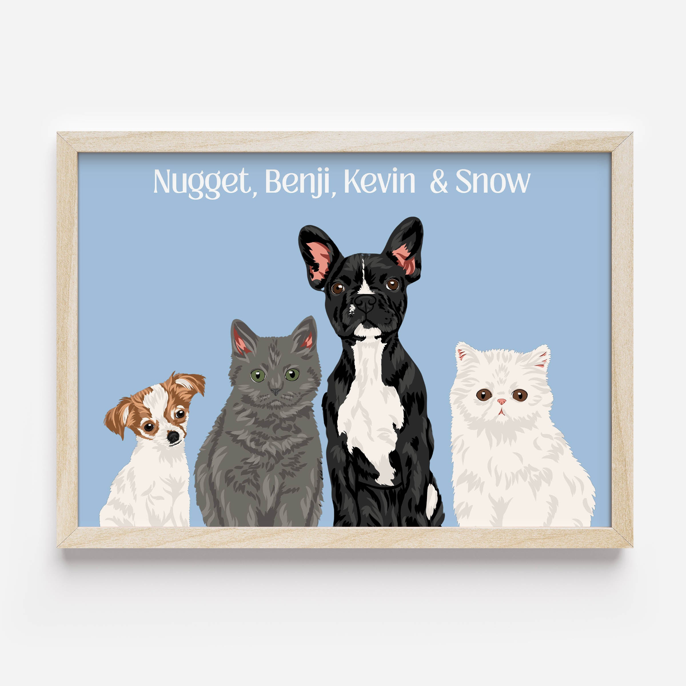 Custom 4 pet portrait