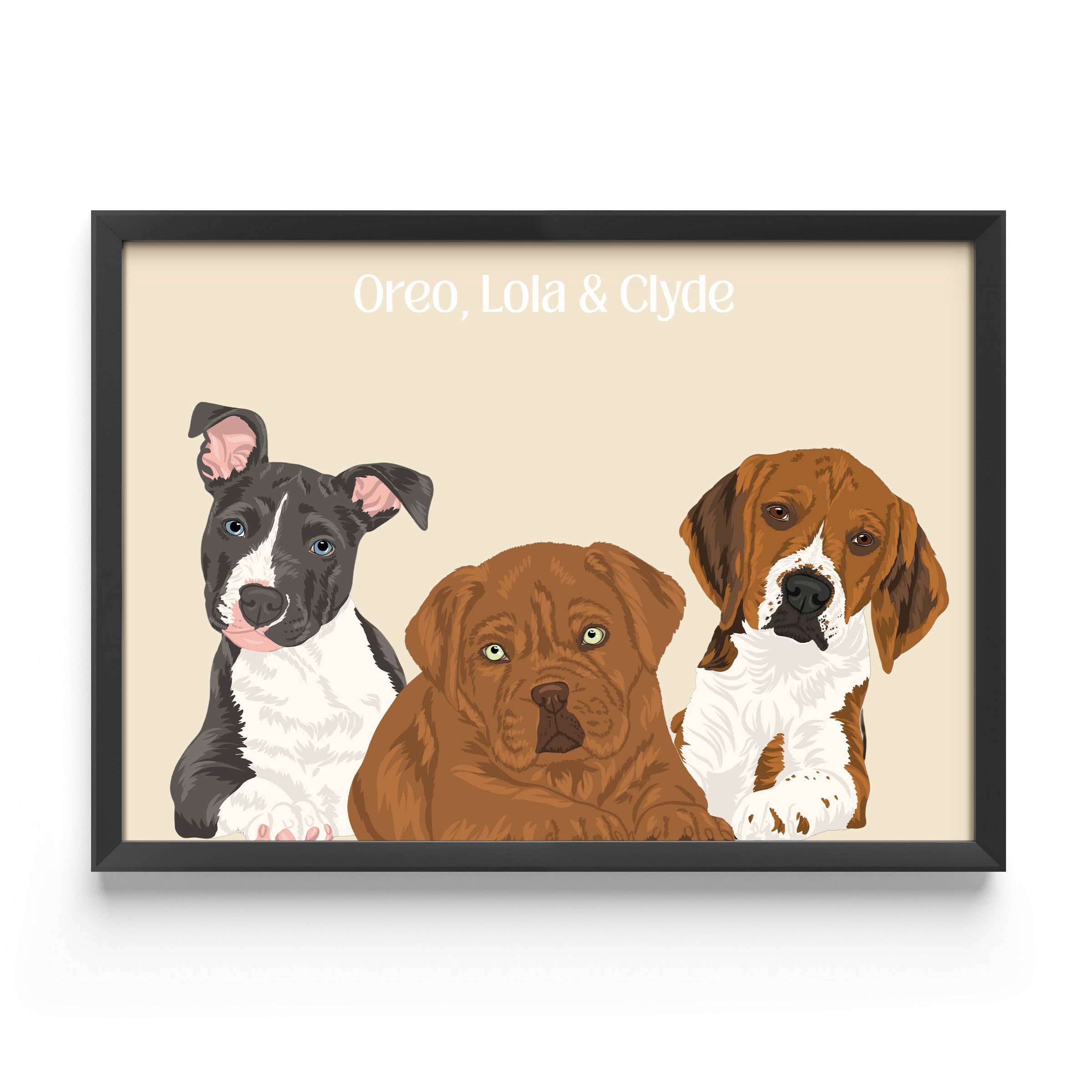 Custom 3 pet portrait