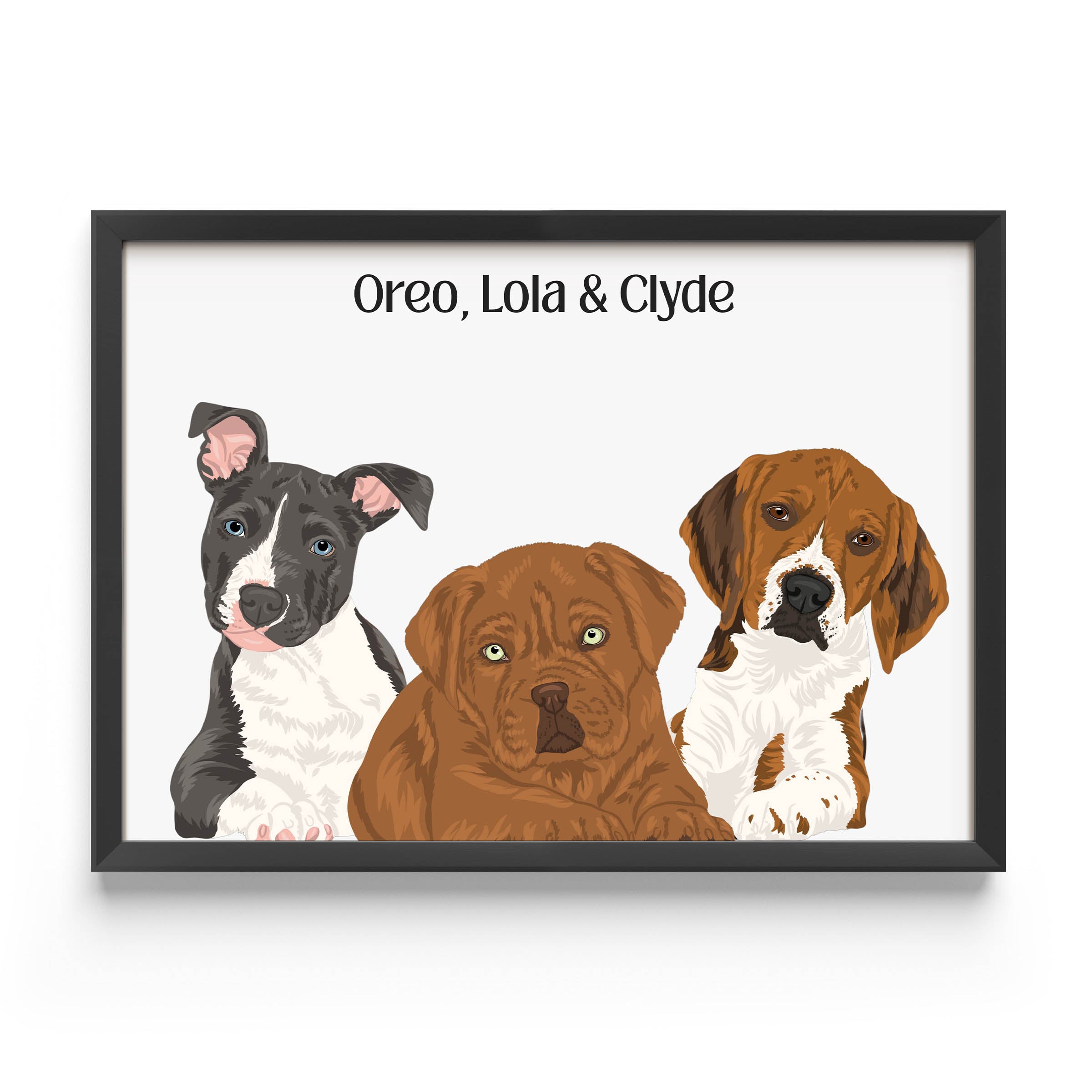 Custom 3 pet portrait