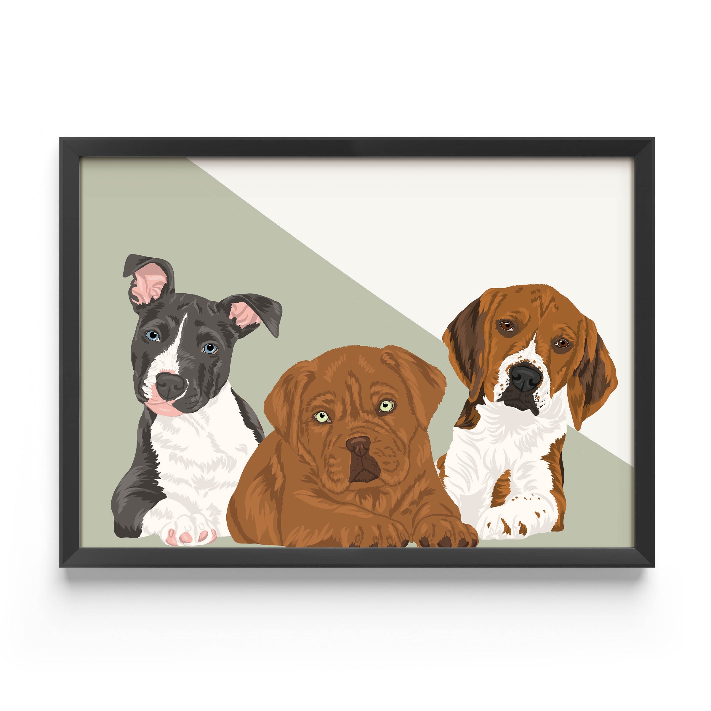 Custom 3 pet portrait