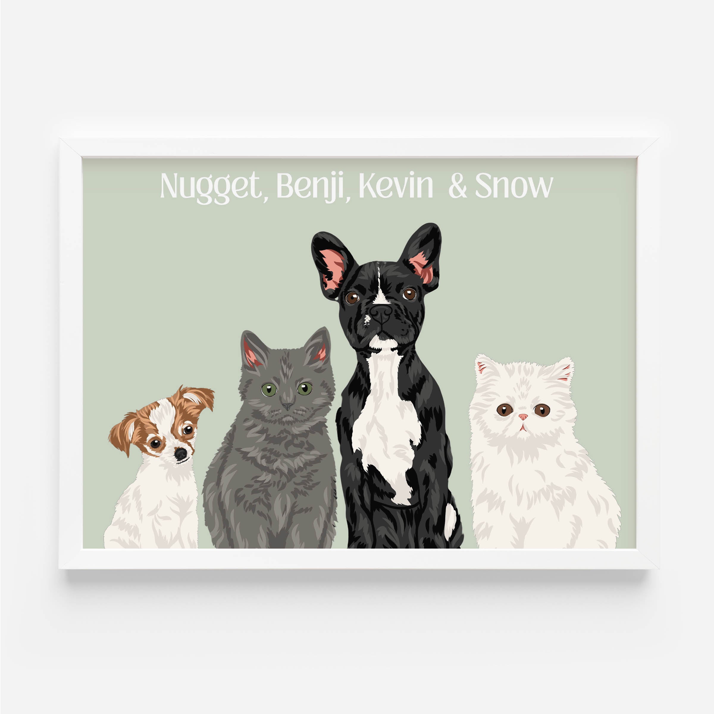 Custom 4 pet portrait