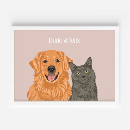 Custom 2 pet portrait