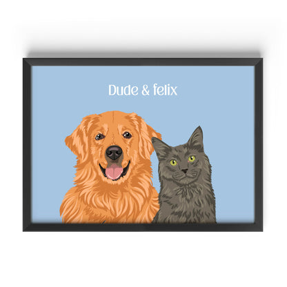 Custom 2 pet portrait