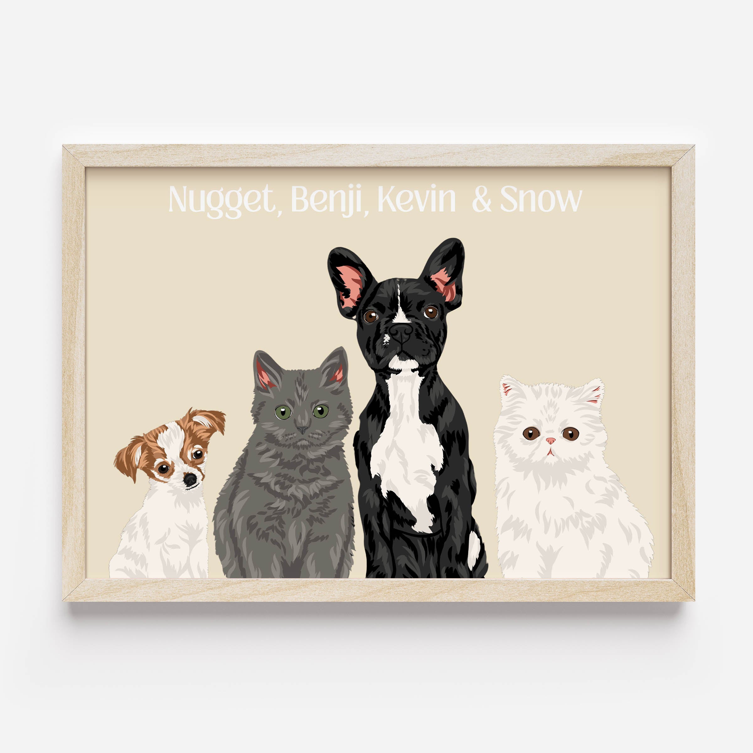 Custom 4 pet portrait